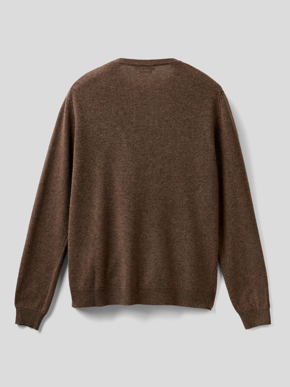 Brown Crew Neck Sweater In Pure Merino Wool