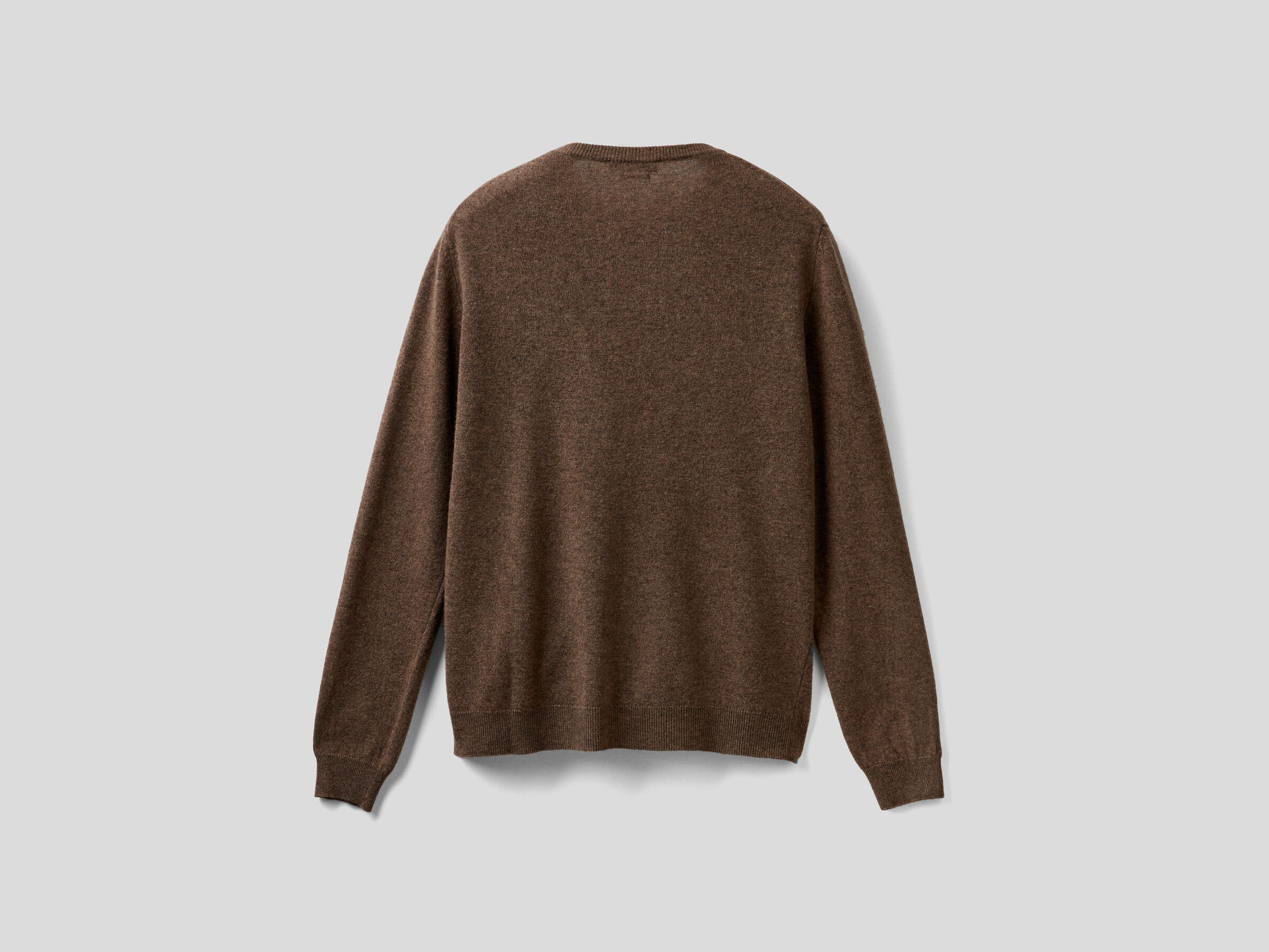 Brown Crew Neck Sweater In Pure Merino Wool