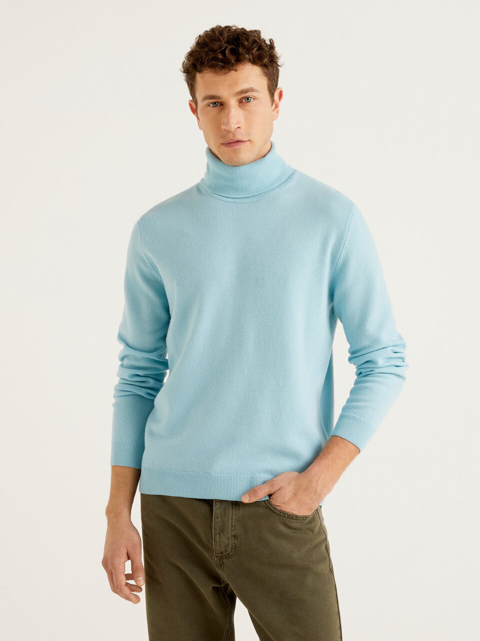 roll neck sweater mens cotton