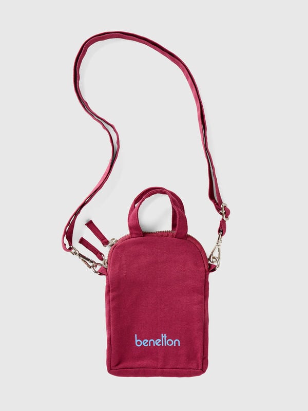 Burgundy cell phone holder in pure cotton