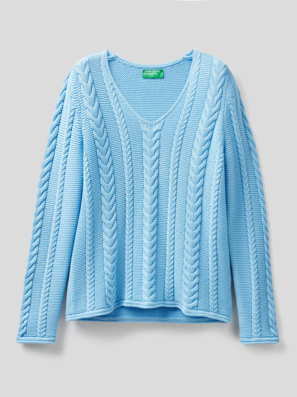 Cable knit sweater in pure cotton image number null