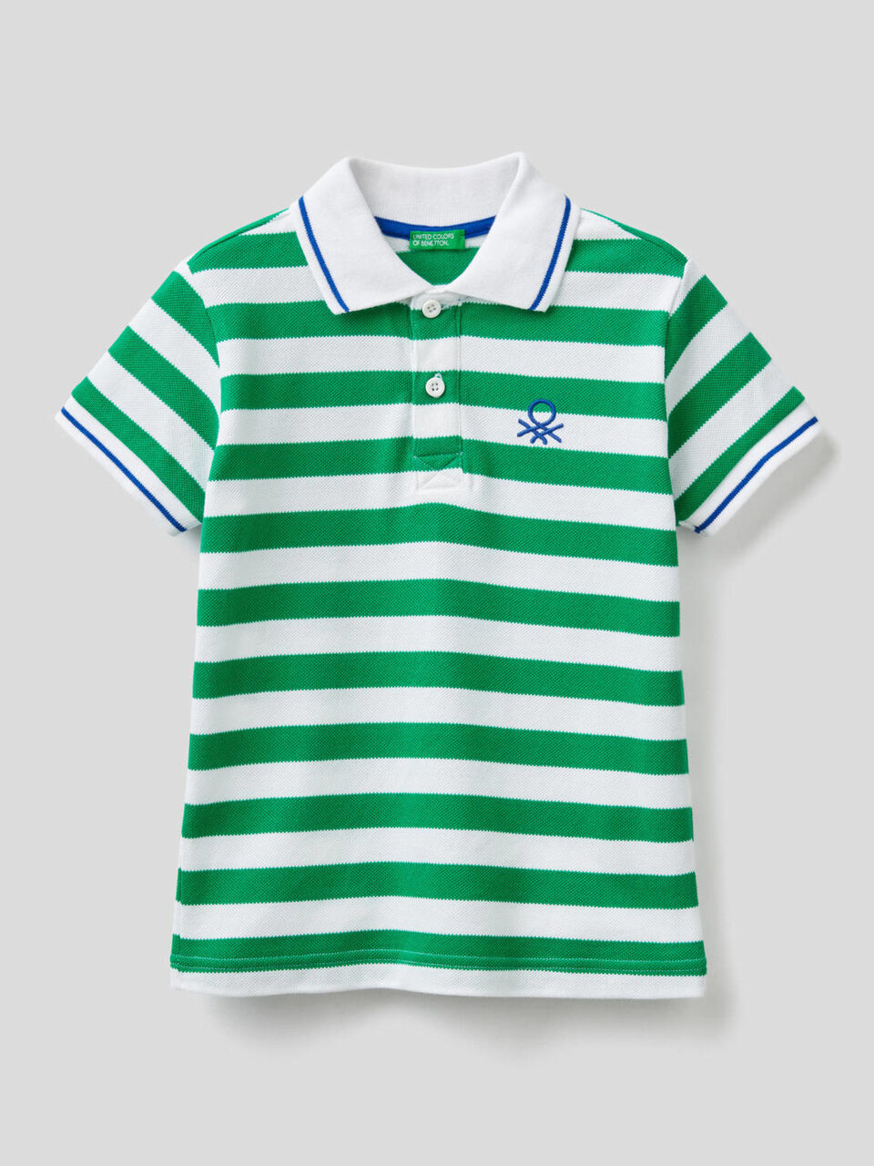Striped polo in 100% cotton image number null